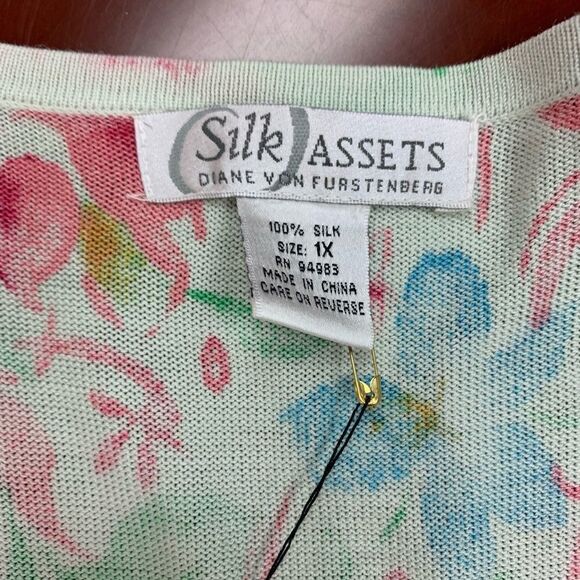 Diane Von Furstenberg Silk Assets Floral Twin Set sz L NWT - Picture 4 of 6